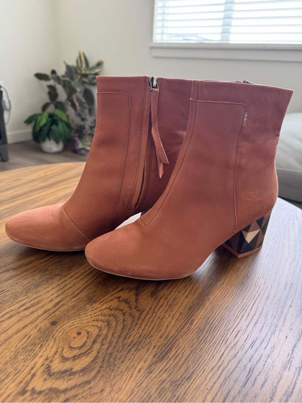 Tom’s - Women's Cornac Suede Ankle Booties with Patterned Block Heel
